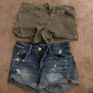Two pairs American eagle denim shorts